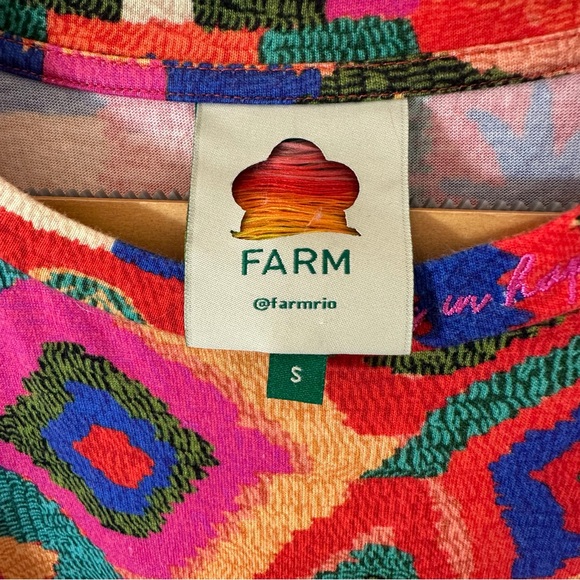 Farm Rio Colorful Geometric Red Rainbow Quilt Pattern Bohemian Rope Dress Small - Picture 3 of 9